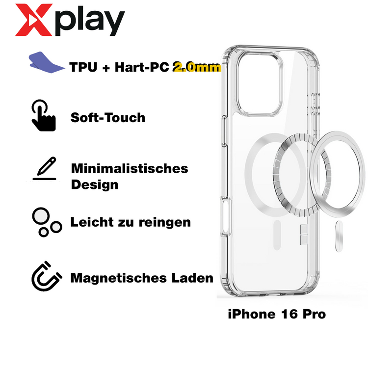 iPhone 16 Pro Hülle – MagSafe Handyhülle TPU + Acryl Silikon Case Cover