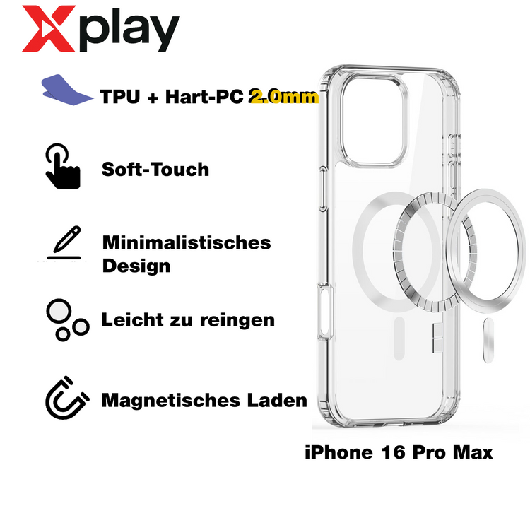 iPhone 16 Pro Max Hülle – MagSafe Handyhülle TPU + Acryl Silikon Case Cover