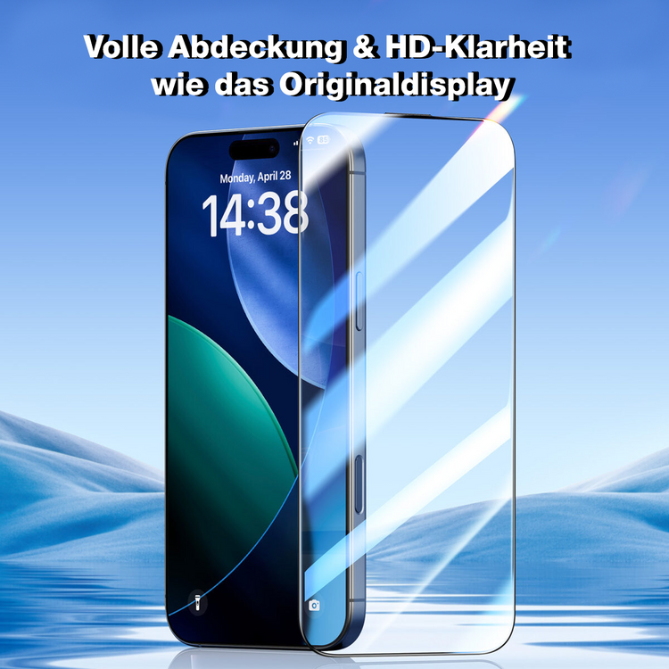 Echt Schutzglas 2+1er für iPhone 17 16 15 14 13 12 Pro Max Panzerfolie Schutz