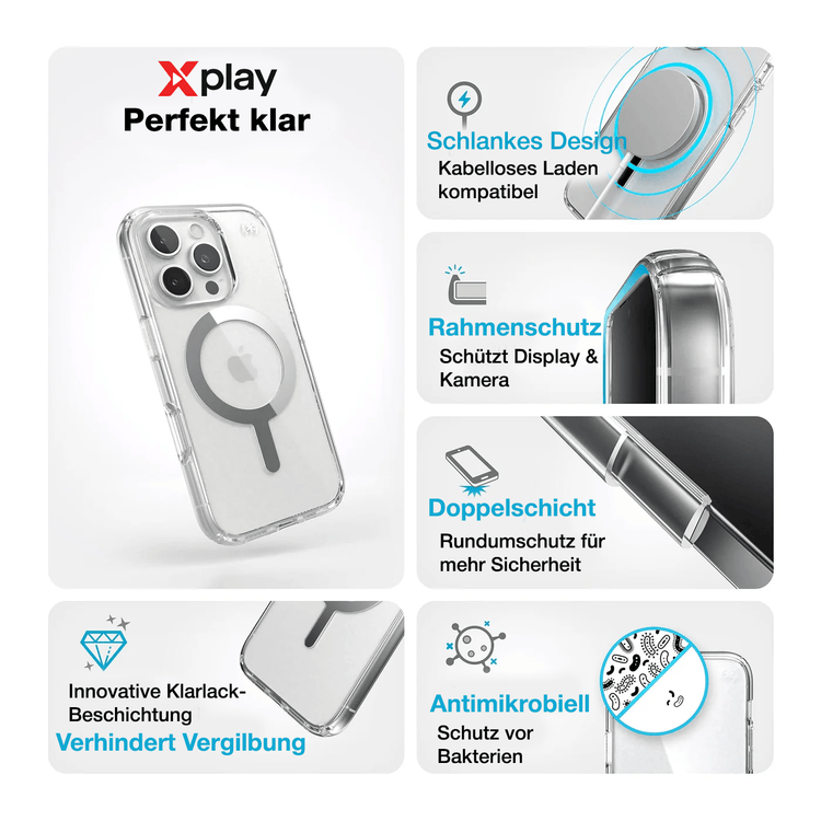 iPhone 16 Pro Hülle – MagSafe Handyhülle TPU + Acryl Silikon Case Cover von Xplay | iPhone 16 Pro kaufen bei Xplay
