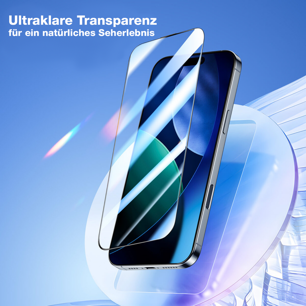 Echt Schutzglas 2+1er für iPhone 17 16 15 14 13 12 Pro Max Panzerfolie Schutz