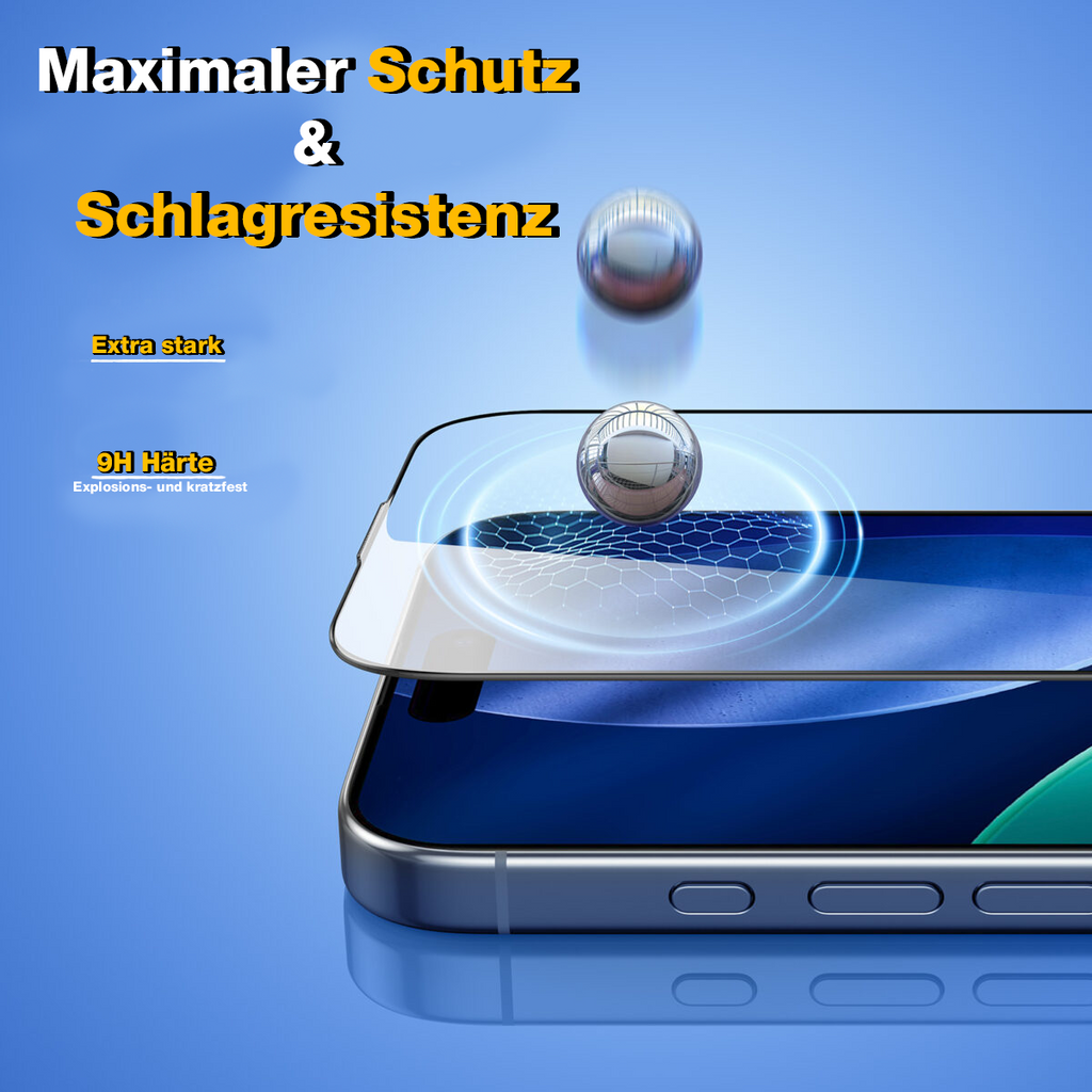 Echt Schutzglas 2+1er für iPhone 17 16 15 14 13 12 Pro Max Panzerfolie Schutz